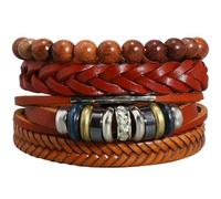 SOLUSTRE 4 Stück Verstellbare Lederarmbänder Damen Handgeflochtene Pu Leder Armbänder Modisch Bequem und Einzigartig Wickelarmbänder für Alltag und Geschenk