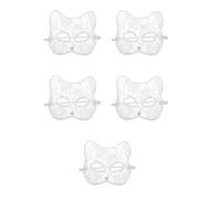 SOLUSTRE 5 Stück Elegante Weiße Spitzenkatzenmaske aus Kunststoff für Frauen mit Feiner Verarbeitung Vielseitig Einsetzbar bei Maskerade und Party