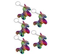 SOLUSTRE 5stücke Bunte Pailletten Einhorn Schlüsselanhänger mit Metallverschluss Stylische Taschen Autoschmuck Anhänger Vielseitige Schlüsselringe für Handys Rucksäcke und Geschenke