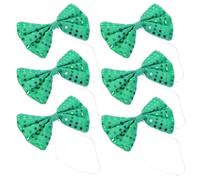 SOLUSTRE 6 Stück Grüne Pailletten Fliegen aus Baumwolle für St Patrick's Day Festival Party Modische nicht Verformbare und Verblassende Party Krawatten