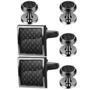 SOLUSTRE 6 Stück Manschettenknopf für Herren Smoking und Hemdmanschettenknöpfe aus Gunmetal Elegant für Hochzeit und Formelle Anlässe