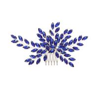 SOLUSTRE Brauthaarkamm mit Strasssteinen Blauer Schmuck Silberner Haarkamm für Damen Leichter Brautkopfschmuck für Hochzeit und Festliche Anlässe