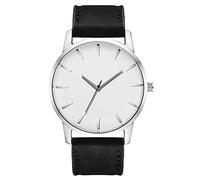 SOLUSTRE Herren Armbanduhr Quartz mit Großem Zifferblatt PU Lederband Schwarz Schlichte Freizeituhr für Männer