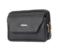 SOLUSTRE Herren Pu Leder Gürteltasche Abscissa Stil Multifunktionale Handytasche mit Reißverschluss Genug Stauraum Modisch und Praktisch für Outdoor Sport und Reisen in Schwarz