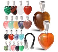 SOLUSTRE Herzförmige Anhänger Aus Stein in 20 Stück - 10 x 20mm 10 x 16mm Mit Lederbändern Für Selbstgemacht Halsketten Armbänder Und Kreative Bastelarbeiten Im Alltag