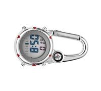 SOLUSTRE Mehrzweck Karabineruhr Edelstahl mit Leuchtfunktion Kompass Alarm Datum Clip On Quarzuhr für Outdoor Klettern Rettungsdienst Pflegepersonal