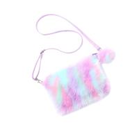 SOLUSTRE Regenbogen Plüsch Schultertasche für Damen mit Crossbody Design und Weichem Pu Plüsch Material als Modische Street Tasche für Alltag und Freizeit