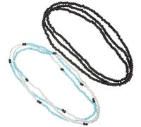 SOLUSTRE Stylische Strand Taillenkette Modische Bikini Taillenketten aus Glasperlen mit Taillenverzierung Schwarz 2 Stück Geeignet für Strand und Beachwear