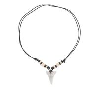 SOLUSTRE Surfer Haizahn Halskette mit Verstellbarer Länge, Retro Boho | Kunststoff und Harz Holzperlen, Strand und Surfing Abenteuer, Damen Herren Teenager Sommer Schmuck