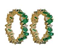 SOLUSTRE Verstellbare Grüne Zirkonringe und Funkelnden Zirkonia aus Kupfer 2 Stück mit Luxuriösem Design oder Schmuck als Verlobungsring für Damen