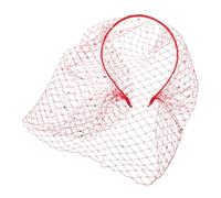 SOLUSTRE Vintage Fascinator Stirnband mit Rotem Netz Schleier und Strasssteinen Gesichtsschleier aus Luftdurchlässigem Netzstoff für Hochzeiten Teepartys und Festliche Anlässe