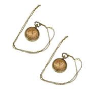 SOLUSTRE Vintage Taschenuhren Zeitmessung aus Legierung 2 Stück mit Geprägtem und Teefarbenem Deckel Elegante Taschenuhr mit Kette für und Damen