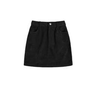 SOLY HUX Damen Cordrock Elegant Kurz Rock mit Taschen Office Cord Mini Röcke Hohe Taille mit Knopf und Reißverschluss Herbst Frühling Outfit Schwarz S