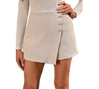 SOLY HUX Damen Hosenrock Elegant Kurze Hose Wickel Röcke Festival Outfit | Hosenrock Für Herbst Winter, Skort Damen, Minirock Damen, Old Money Stil, Party Rock, Büro Freizeitrock