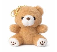 Soma Plüsch Bär Schlüsselanhänger 13 cm - Kuscheliger Teddy Anhänger mit goldfarbenem Schlüsselring - Weiches Stofftier für Tasche, Rucksack oder Schlüsselbund - Bär Anhänger hellbraun