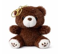 Soma Plüsch Bär Schlüsselanhänger 13 cm - Kuscheliger Teddy Anhänger mit goldfarbenem Schlüsselring - Weiches Stofftier für Tasche, Rucksack oder Schlüsselbund - Bär Anhänger dunkelbraun