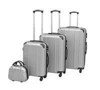 Somanki Vierteiliges Hartschalen-Trolley-Set, Handgepäck, Trolley Koffer, Reisekoffer, Rollkoffer, Hartschalenkoffer, Kofferorganizer, Silber