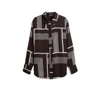 someday Bluse Zisi Loose Satinbluse abstrakter Streifenprint Schoko 42