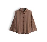someday Damen Dreiviertelarmbluse | Gestreifte Hemdbluse aus Viskose Leinen Mix Loose Fit Hazelnut, 40