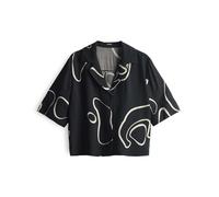 someday Damen Kurzarmbluse | Printbluse ZESORA Loose mit abstarktem Printdesign Black, 40