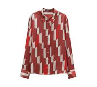 someday Damen Kurzarmbluse | Printbluse ZINNOVA Loose in Satin Optik Rose Umber, 40