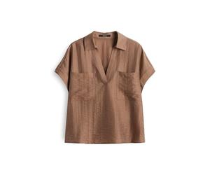 someday Damen Kurzarmbluse | ZLEANA Loose Hemdbluse mit Kreppstruktur Brown Sugar, 42