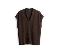 someday Damen Kurzarmshirt | Leinenshirt KUINN mit tiefen V-Neck Dark Espresso, 36