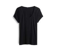 someday Damen Kurzarmshirt | Strukturiertes Jerseyshirt KIROSALIE Slim mit tiefem Rundhals Black, 38