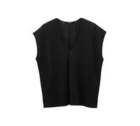 someday Damen Kurzarmshirt | V-Shirt KLISSEE Loose aus plissiertem Jersey Black, 42