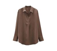someday Damen Langarmbluse | Satinbluse ZANZA Loose im Oversize Stil Soft Mocha, 38