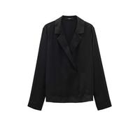 someday Damen Langarmbluse | Satinbluse ZARIANA Loose mit Revers Black, 36