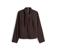 someday Damen Langarmbluse | ZANDORA Regular Schluppenbluse aus leichtem Viskosemix Dark Espresso, 40