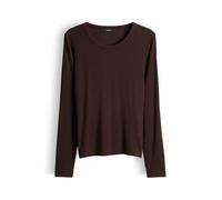 someday Damen Langarmshirt | KORELL Slim Longsleeve mit feiner Rippstruktur Dark Espresso, 36