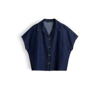 someday Damen Kurzarmbluse | Boxy Jeansbluse aus BCI Cotton Mix Rinsed Dark Blue, 36