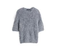 someday Damen Pullover | TOONI Regular Kurzarmpullover mit Glanz Effekt Shiny Silver, 40