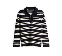 someday Damen Dreiviertelarmshirt | Kiona Regular Poloshirt mit sportiven Rugbystreifen Black, 38