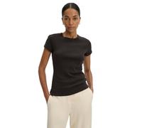 someday Damen Kurzarmshirt KLEOH – Slim Rippshirt aus BCI Cotton Mix, braun 42