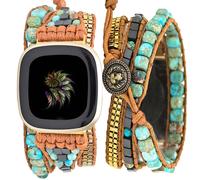 Somesame Kompatibel mit Fitbit Versa/Versa 2/Versa Lite/Versa SE-B ndern, Boho-Perlen-Armb nder, mehrschichtig, 3-fach gewickelt, Chakra-Leder, h