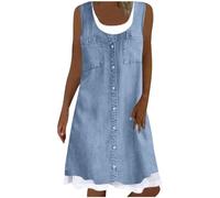 Sommer Angebote des Tages Heute Jeanskleid Damen Sommer Kurzarm Button Down Kurz Denim Kleid, Jeanskleid Lang Jeanskleid Damen Sommer Lang Blusenkleid Damen Sommer Lang Strandkleid
