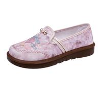 Sommer Atmungsaktive Orthopädische Flache Schuhe Damen Loafer mit Bestickt Slip on Sneaker Breite Füße Turnschuhe Walking Shoes Women Barfußschuhe Elegant Bequeme Damenschuhe (A, 36.00)