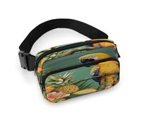 Sommer-Bauchtasche für Papageien, Ananas, Vogel, leichte Gürteltasche mit verstellbarem Riemen, Hüfttasche für Laufen, Reisen