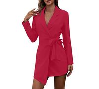 Sommer Blazer Damen Anzug Kragen Einfarbig Krawatte Taille Langarm Kleid Stil Jacke 2023 Büro Blazer Anzug Sportlich Jack Trenchcoat Damenblazer Anzugjacke Freizeit Business Damenjacke