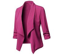 Sommer Blazer Damen Cardigan Front Jacke Open Long Mantel Frauen lässige Feste Ärmel Damenmantel 2023 Damenblazer Büro Blazer Anzug Sportlich Jack Trenchcoat Anzugjacke Freizeit Business Damenjacke