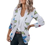 Sommer Blazer Damen Casual Anzug vorne offen Langarm Jacke offenes Arbeit Büro Jacke Mantel 2023 Slim Fit Longblazer Open Front Cardigan Anzugjacke Freizeit Business Damenjacke