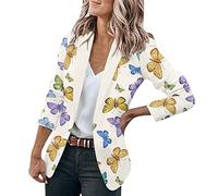 Sommer Blazer Damen Casual Anzug vorne offen Langarm Jacke offenes Arbeit Büro Jacke Mantel 2023 Slim Fit Longblazer Open Front Cardigan Anzugjacke Freizeit Business Damenjacke