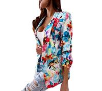 Sommer Blazer Damen Casual Multicolor bedruckter Anzug und Lange Hose Temperament Hosenanzug Anzugjacke Freizeit Business Damenjacke 2023 Open Front Cardigan Damenblazer