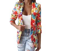 Sommer Blazer Damen Casual Multicolor bedruckter Anzug und Lange Hose Temperament Hosenanzug Anzugjacke Freizeit Business Damenjacke 2023 Open Front Cardigan Damenblazer