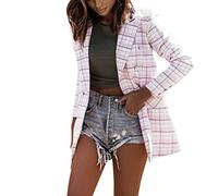 Sommer Blazer Damen Causal Plaid Light Weight Jacket Shirts Langarm Button Shirts Mäntel Anzugjacke Freizeit Business Damenjacke 2023 Open Front Cardigan Damenblazer