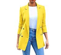 Sommer Blazer Damen Damen Solide Umlegekragen Jacke Langarm Mantel Oberbekleidung 2023 Longblazer Anzugjacke Freizeit Business Damenjacke Open Front Cardigan Military Coat Blazer