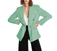 Sommer Blazer Damen Doppelbrust Bedruckte Strickjacke Anzug Langarm Business Büro Jacke Mantel Bluse Anzugjacke Freizeit Business Damenjacke 2023 Open Front Cardigan Damenblazer